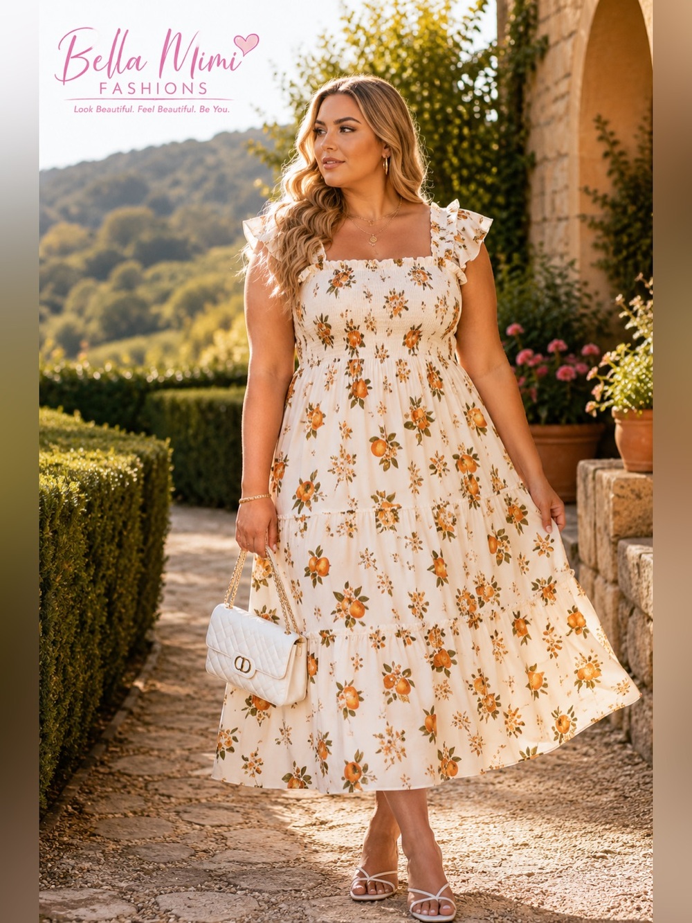 NWT Sugarlips Arancia Ruffled Tier Smocked Midi dress plus size 3X π - Picture 4 of 10